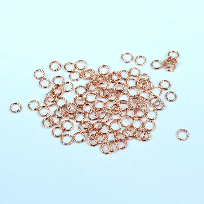 (T13893)4 мм 5 6 7 8 10 цвет розового золота Круглые Железные колечки одинарная петля