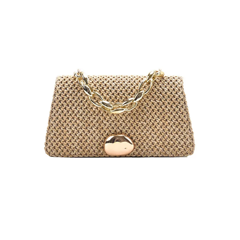 

Weaving One-shoulder Stiletto Bag Casual Women's Bag Flow Chain Simple Straw Bag Designer Bags