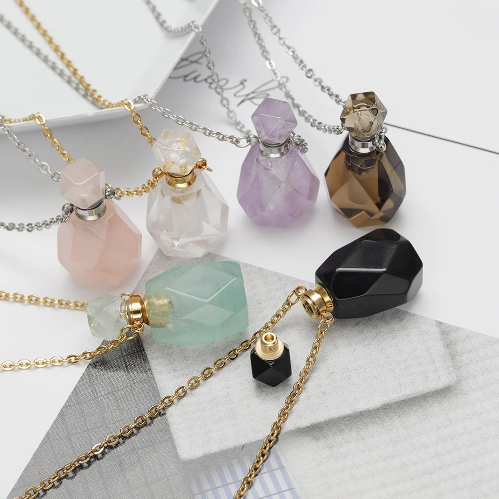 Флакон для духов бутылочки с эфирным маслом из натурального камня белый кварц