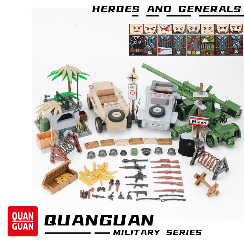 Конструктор WW2 Серии Военного поля боя бронированный грузовик ковшовые