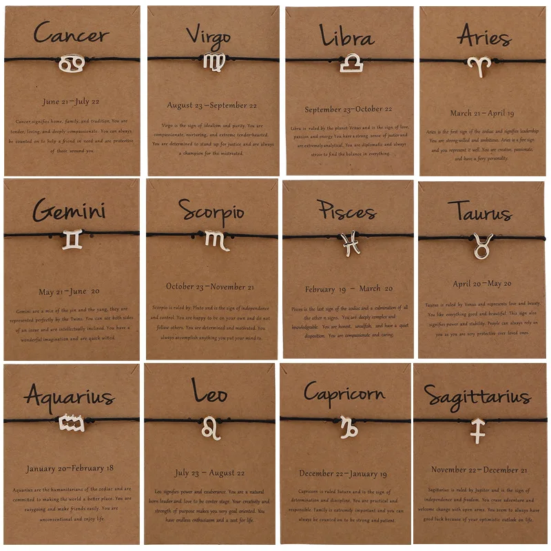 Fashion 12 zodiac lion Bracelets Black Rope Bracelet charm mens chain gift Brass does not fade birthday jewelry | Украшения и