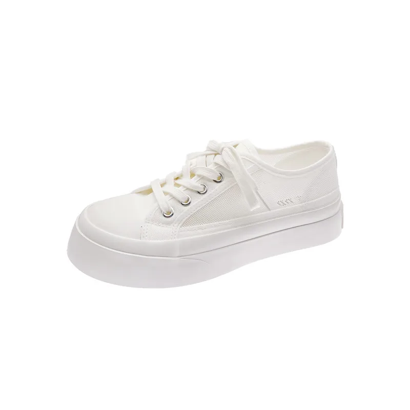 

2021 Summer Women's Shoes Breathable Canvas Shoes Women's Thick-Soled Inner Increase Student Women's Casual Shoes White Shoes