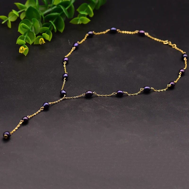 GLSEEVO винтажное ожерелье из натуральной пресной воды с фиолетовым жемчугом