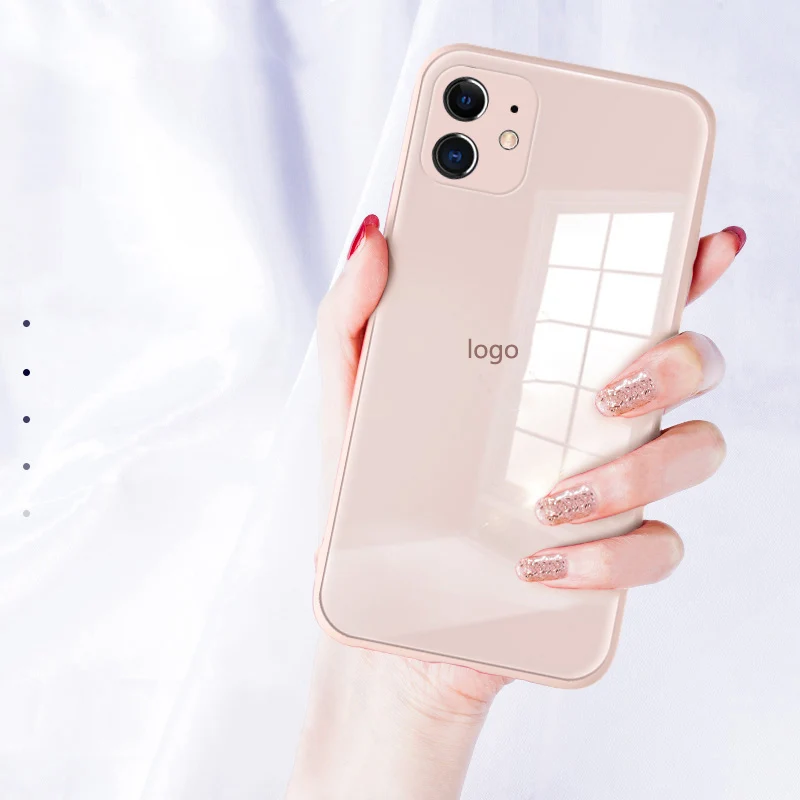 

Square Frame Tempered Glass Case For iPhone 12 Pro MAX Mini 11 Soft Side Hard Cover For iPhone 11 XS Max XR X 8 7 Plus Case