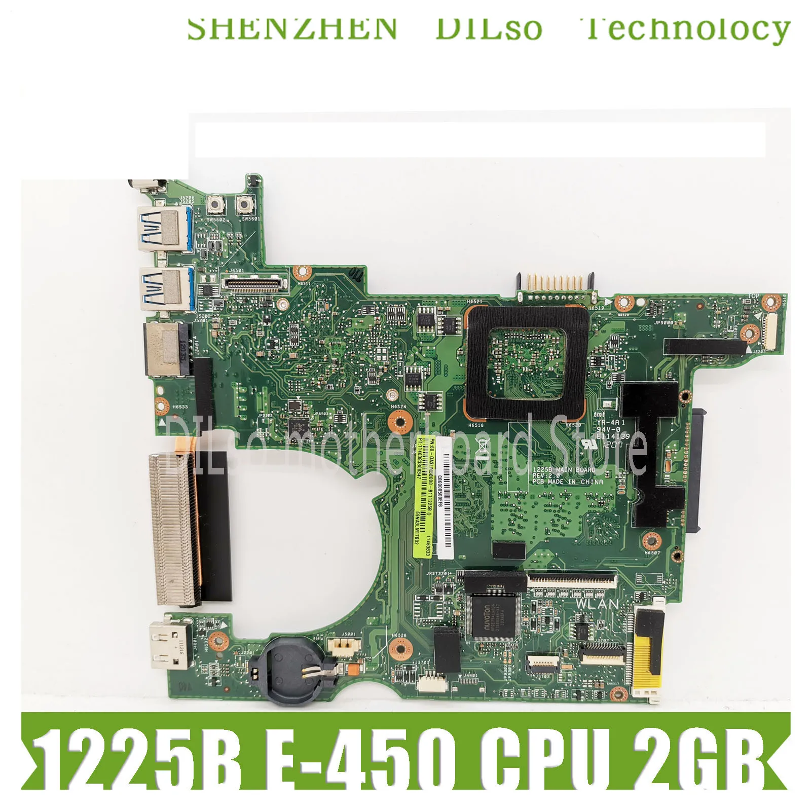 

KEFU 1225B Mainboard For ASUS EeePC 1225B Motherboard E-450 CPU 2G RAM Onboard 100% Test Work