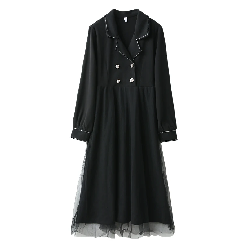 

Deivor 2020 new bottoming with waistband to show thin temperament women's small black skirt Hepburn style fashion dress