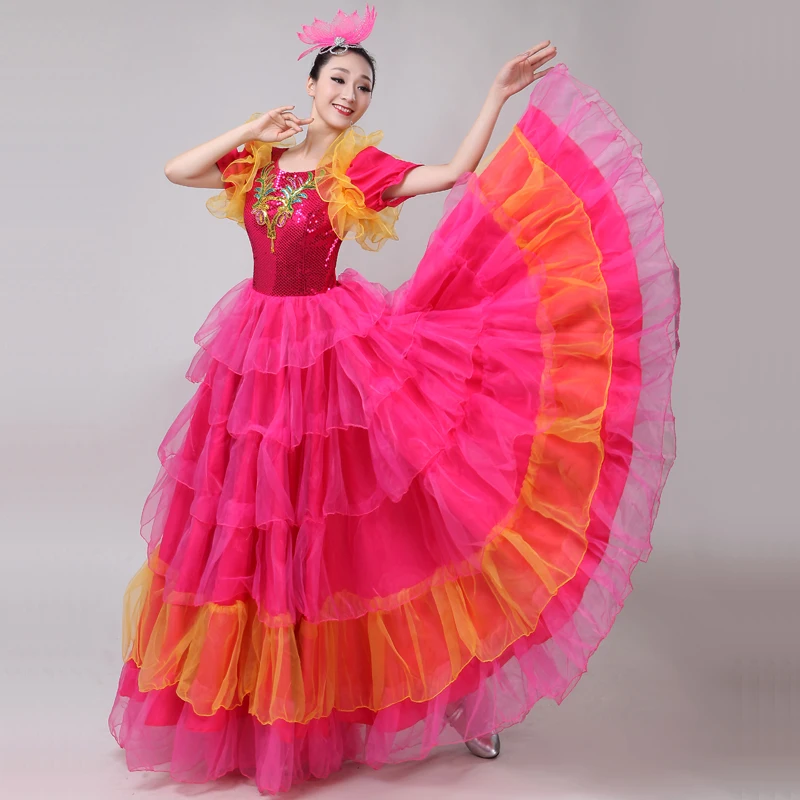 Платье Фламенко Женский танцевальный испанский костюм Женская сценическая