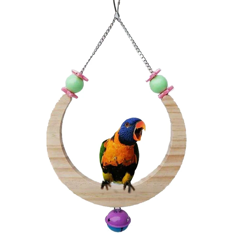 

Wooden Parrots Swing Toy Birds Beads Bird Swing Parrot Swing Perch Bird Supplies Bells Toys Perch Hanging Swings Cage for Pets