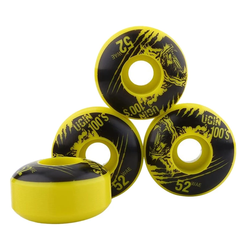 

UGIN 4 Pcs/Set Durable PU Longboard Skateboard Wheels HR100A 52X30mm Double Rocker Skateboard Wheels