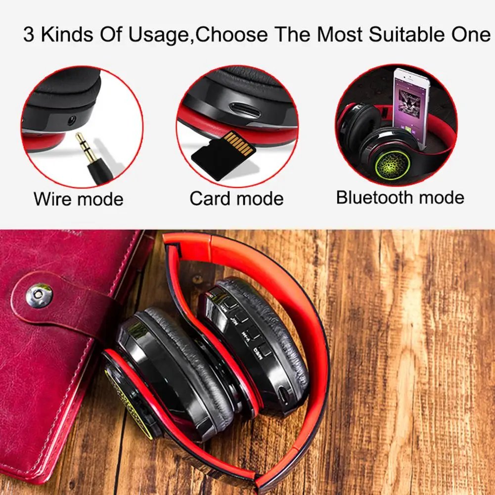 Светодиодный умный беспроводной Bluetooth наушники музыка игровая гарнитура FM приём