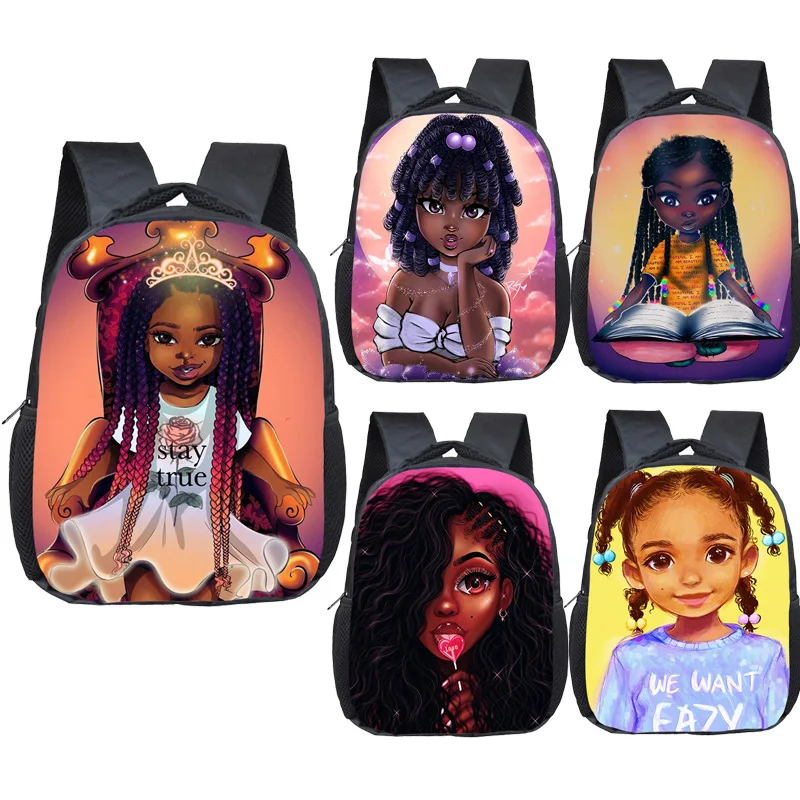 

Cartoon Afro Girl Kindergarten Backpack Children School Bags Black Girls Boobag Kids Mini School Backpack Baby Daily Rucksacks