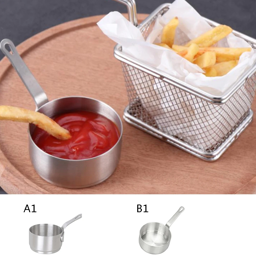 

1pcs 304 Stainless Steel Small Saucepan 50ml/100ml Milk Sugar Pot Nonstick Kitchen Cooking Slice Hand Pot Sauce Cup Steak Bucket