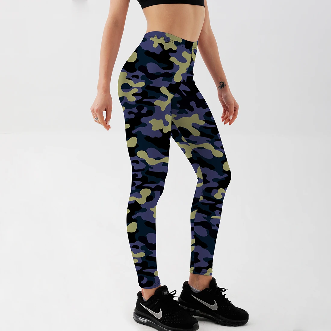 Женские легинсы для фитнеса Qickitout камуфляжные тренировок и в стиле Харадзюку