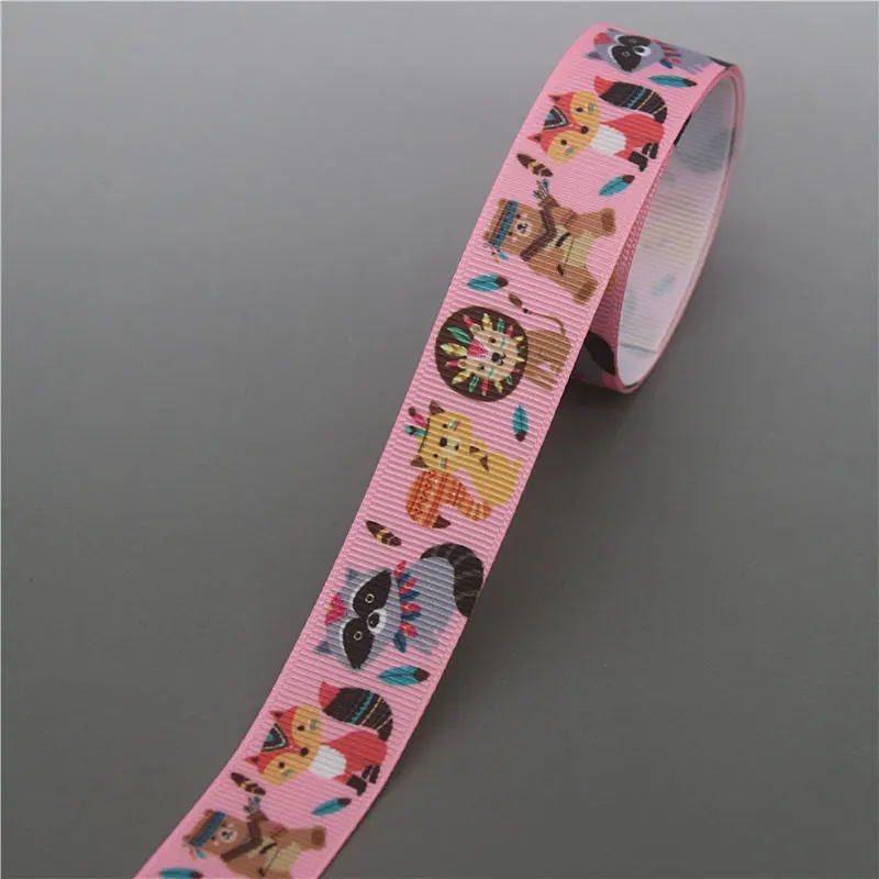 10206 DUWES 50 ярдов Лиса животные напечатанный Grosgrain ленточный аксессуар Hairbow головные уборы украшение «сделай сам» оптом OEM D1150 - Цвет: 10206