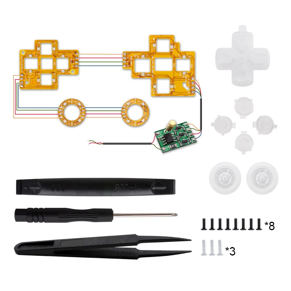 10 Sets Multi-colors Light Board kit Modification LED Modes with joystick cap  ABXY buttons For PS5  Wireless Controller