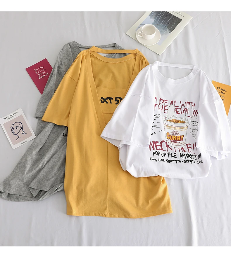 Лето, повседневные женские футболки Ulzzang, уличная одежда kawaii, мультяшный принт, футболка в Корейском стиле, Топы Harajuku, футболка с коротким рукавом