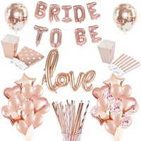 rose gold bride to be letter confetti foil balloon tableware hen bachelorette party decoration wedding decor supplies