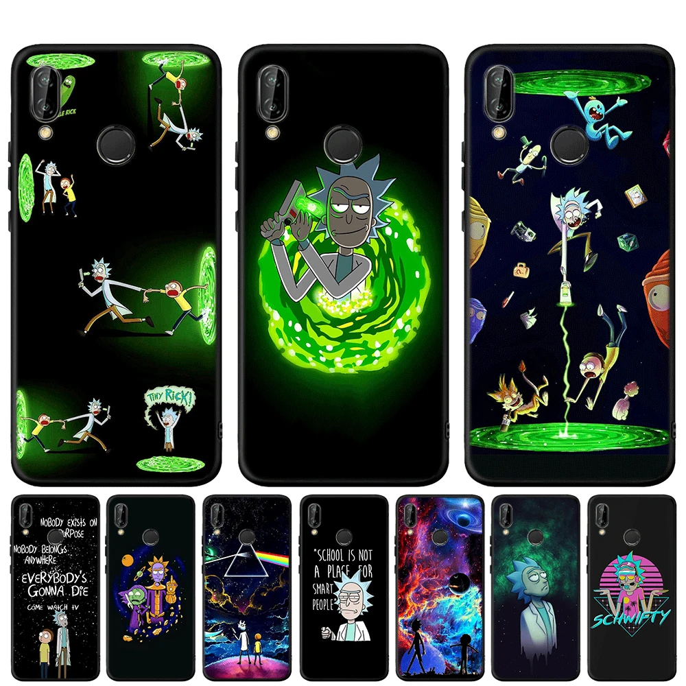 Черный силиконовый мягкий чехол Rick and Morty для huawei mate 20 10 P30 P20 Pro P10 P9 P8 Lite P Smart