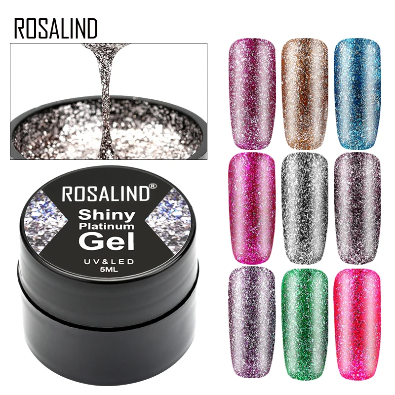 

ROSALIND 5ml Nail Gel Shiny Platinum Gel Nails Art For Manicure Gel Semi Permanent Hybrid Varnishes Glitter Gel Painting Design