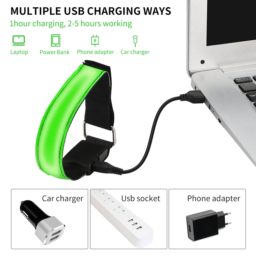 Bicycle Party With Rechargeable LED Arm Light Jogging Driving Leg Warning Wristband Armband | Спорт и развлечения