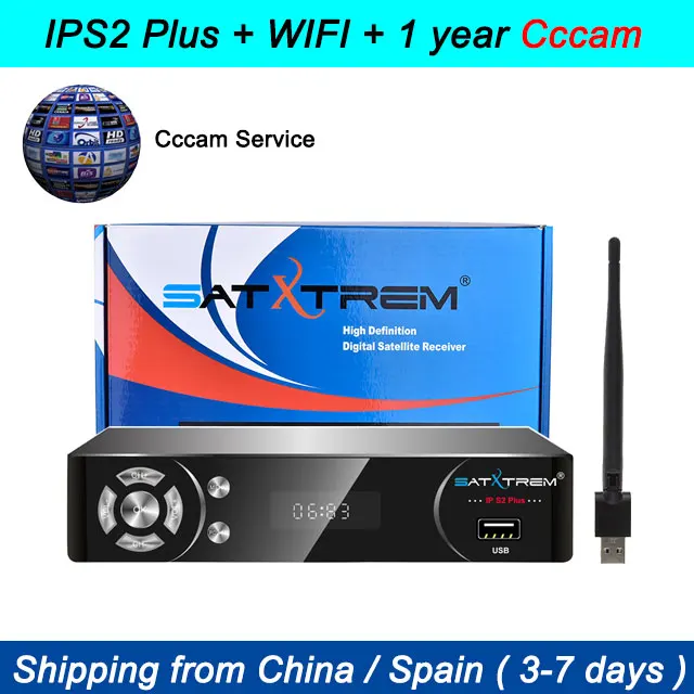 Satxtrem IP-S2 Plus спутниковый ресивертв тюнер DVB-S2 Full HD 1080p with USB WiFi Cccam IPTV телевизорцифровая приставка - Цвет: box with 1 year ccca