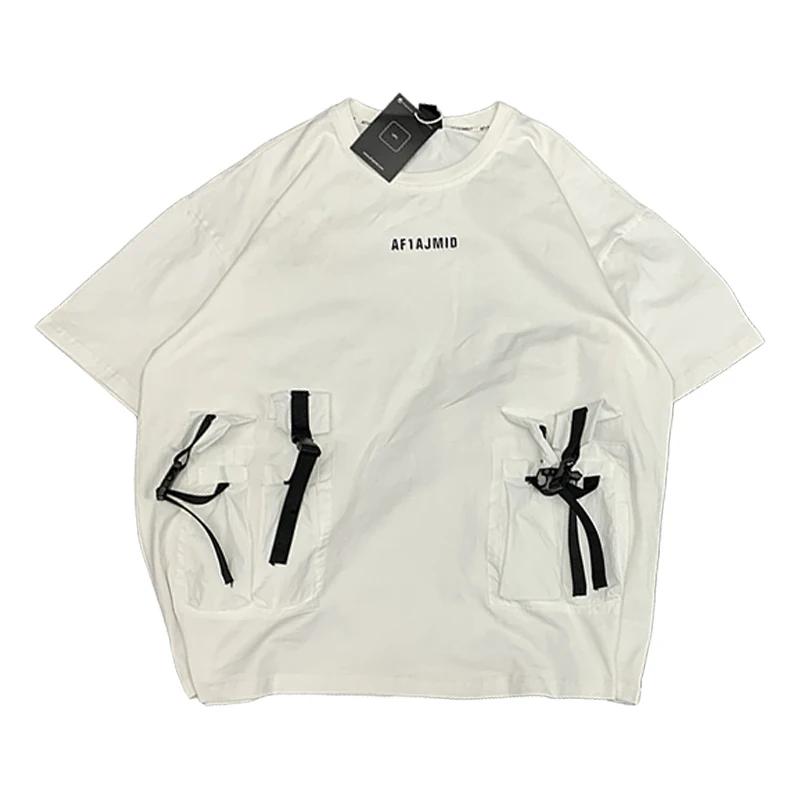 

Crew neck loose and comfortable Ribbon pocket Tee women/Men's clothes Hiphop Punk Style Harajuku Future soldiers michalkova