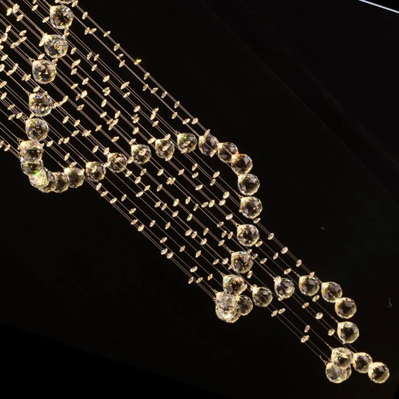 

Jmmxiuz Modern Large Big Stair Long Spiral Crystal Chandelier Lighting Fixture for Staircase Rain Drop Pending Lamp +free ship