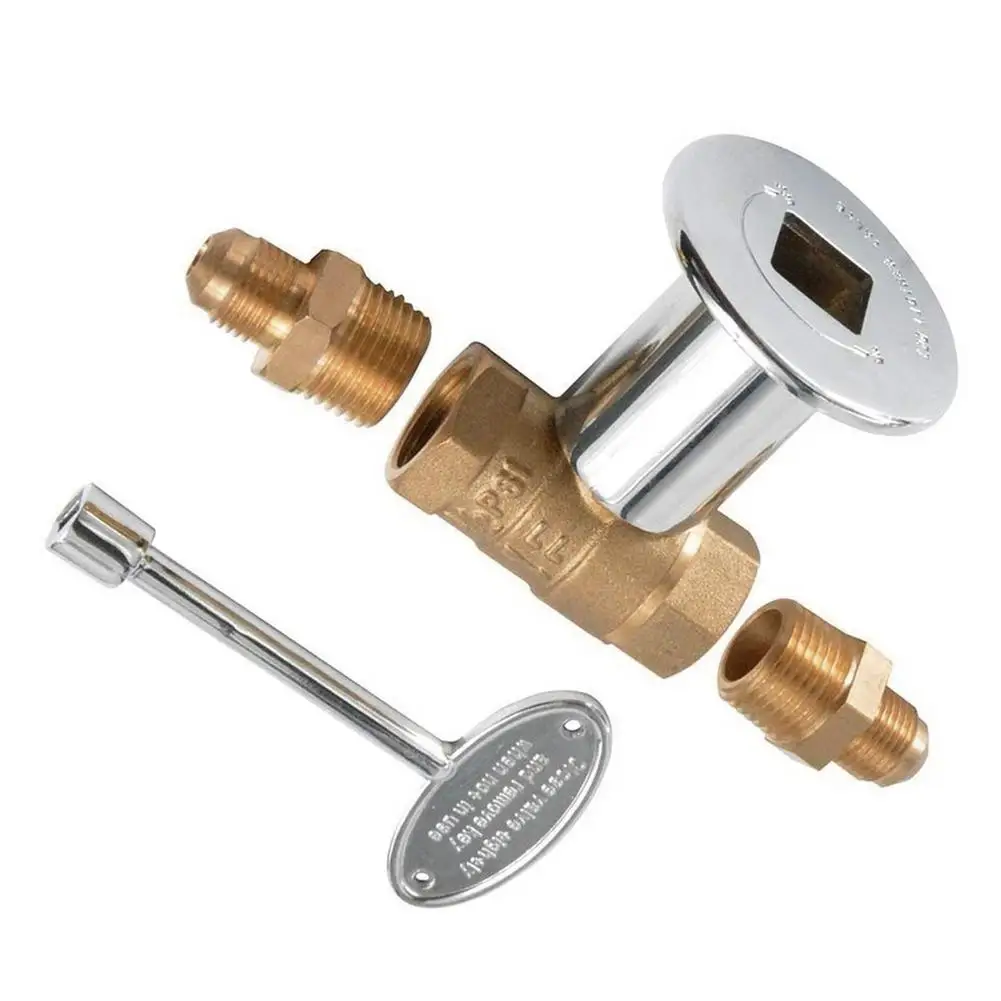 

Hearth Gas Fire Pit Key Valve Kit Gas Fireplace Key Gas Valve Key 1/2-Inch Straight Quarter-Turn Shut-Off Valve Kit For Liquid