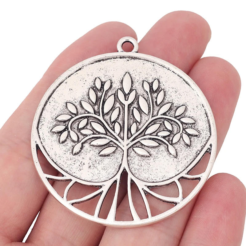 2 х тибетские серебряные большие круглые подвески &quotДерево жизни&quot для ожерелья