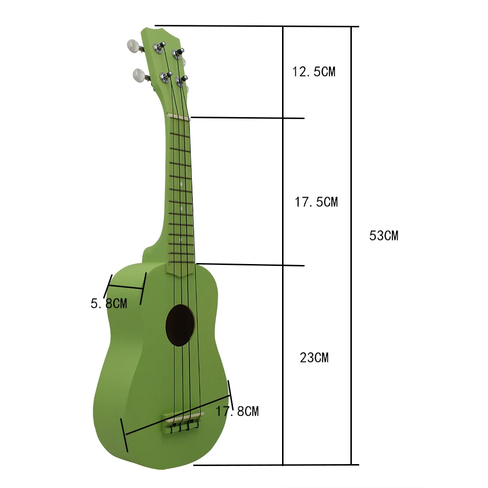 

M MBAT 21 Inch Ukulele 4 Strings Solid Color Hawaiian Guitar Musical Gifts Instrument Ukulele Green Basswood Guitar with Gig Bag