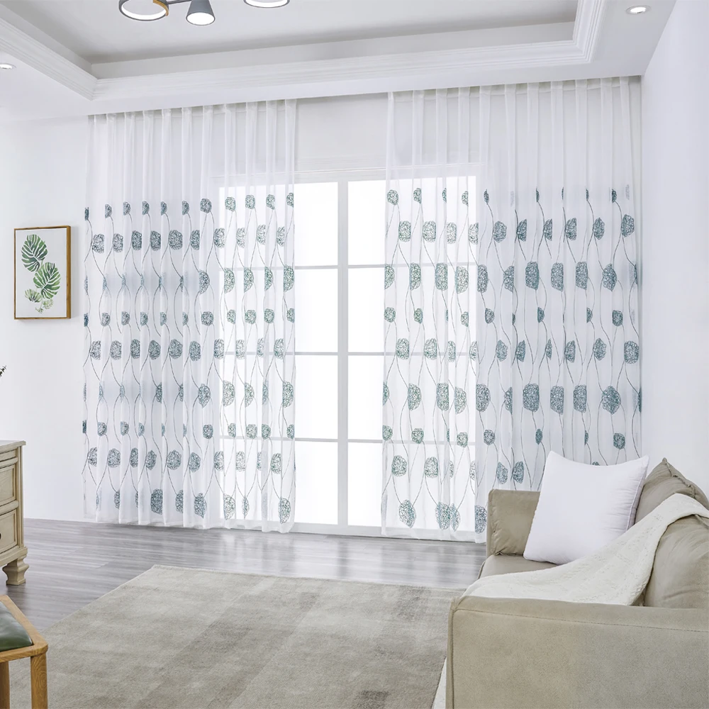 Прозрачные Занавески с вышивкой для гостиной шторы из вуали в европейском стиле