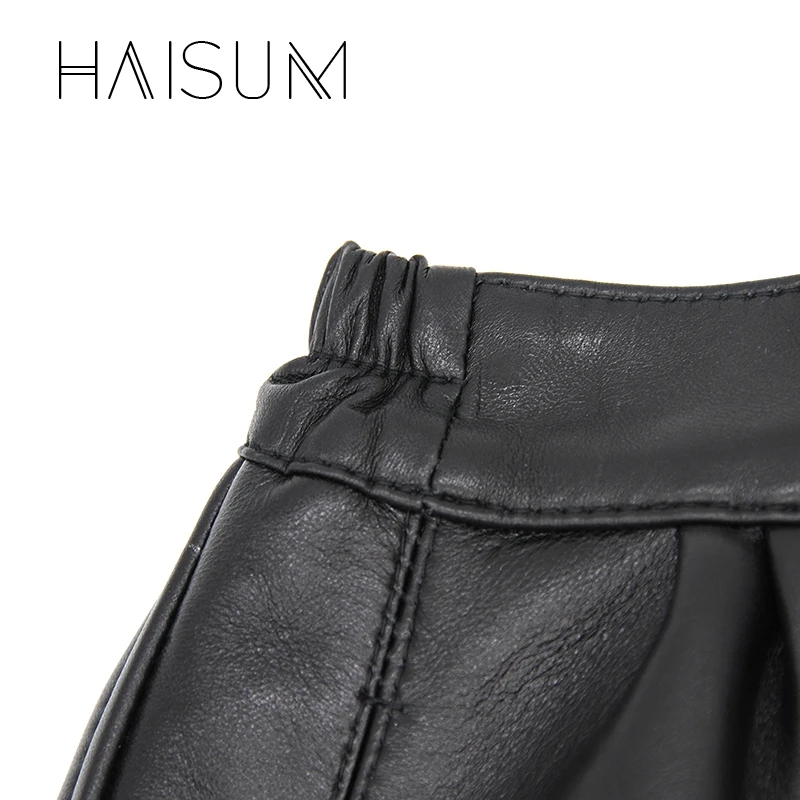 Шорты женские из овечьей кожи с эластичным поясом|shorts female|leather shortsfashion shorts |