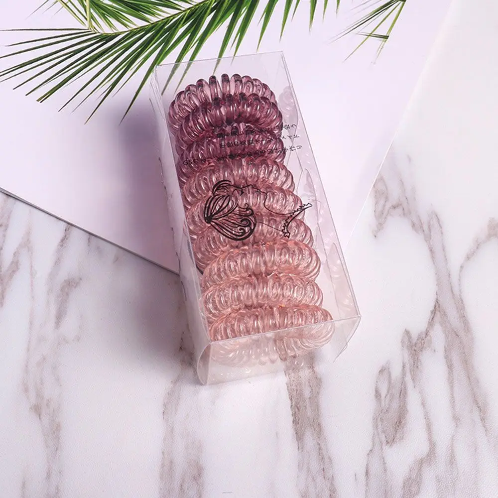 

2020 Hot sale 9Pcs/Box Women Gradient Color Rubber Hair Rope Hair Ties Accessories Telephone Wire Line Headband Elastic Hairband
