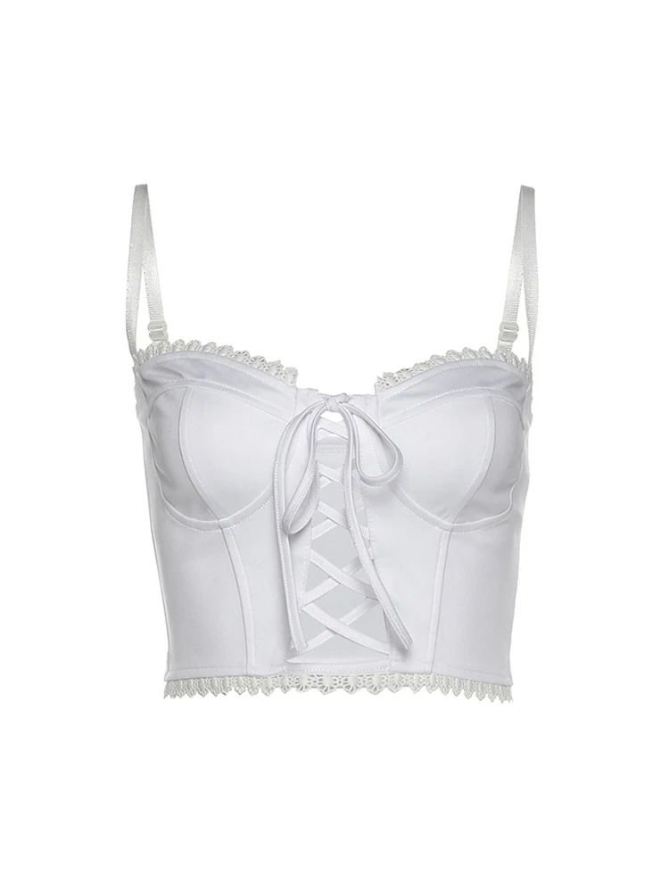 Летний женский кружевной топ с завязками спереди сексуальный белый милый