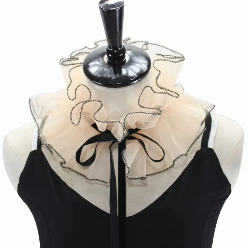 

Victorian Vintage Organza Agaric Ruffles Stand Fake Collar Cosplay Neck Ruff