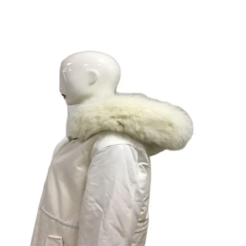 Благородная длинная парка чистый белый цвет искусственное пальто женская зимняя