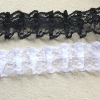 1m new pleated tulle lace fabric 3 5cm guipure black white lace ribbon craft supplies trim lace sewing accessories for dress lt1