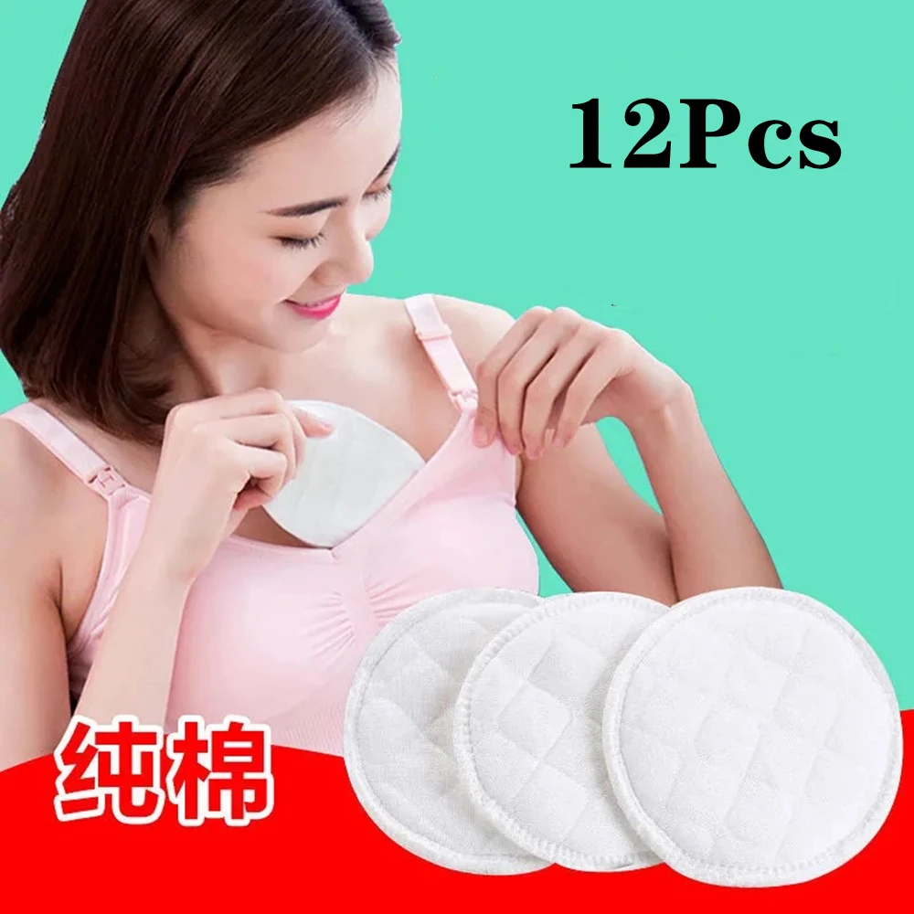 

12Pcs(6 pairs) 3 layers cotton Reusable Breast Pads Nursing Waterproof Organic Plain Washable Pad Baby Breastfeeding Accessory