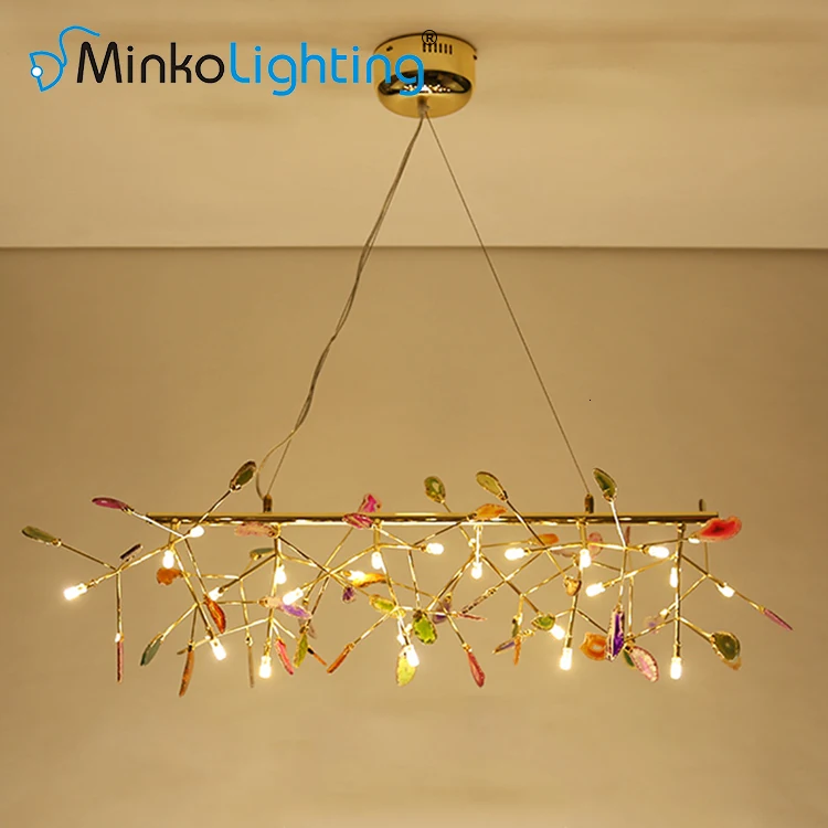 Custom Agate Led Pendant Lighting Lamp Fixture Iron Metal Modern Light Scandinavian lamparas de techo colgante | Освещение