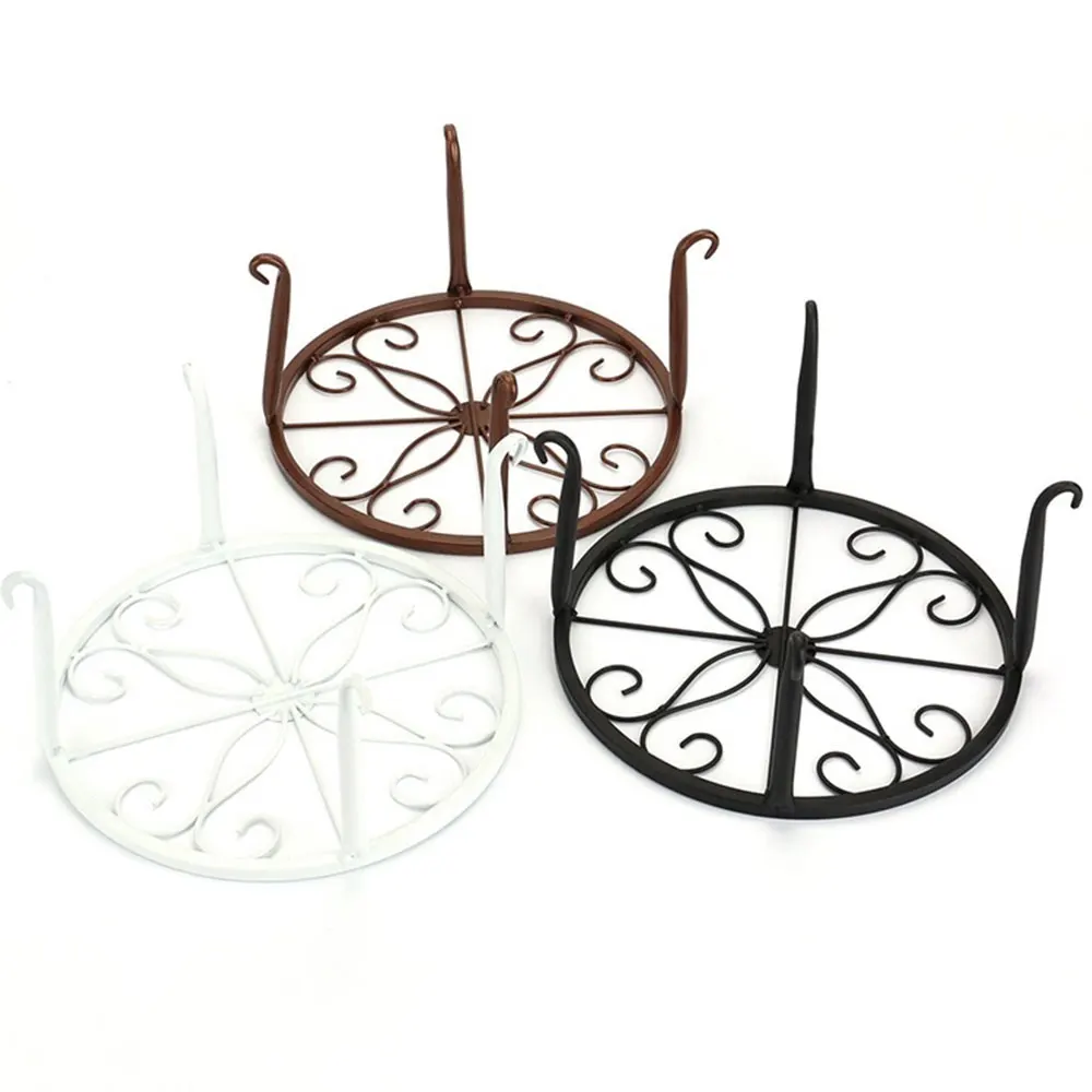 Potted Stander Wrought Iron Home Decor Classic Style Plant Balcony Create Round Garden Storage Rack Stand Floor Display Shelf