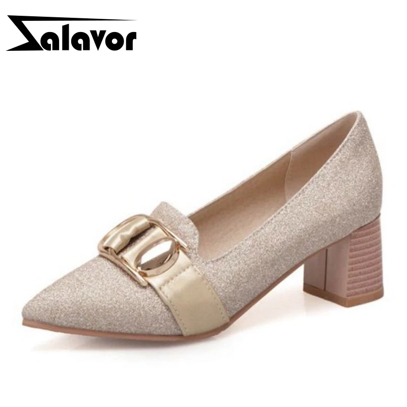 Женские туфли-лодочки с острым носком на толстом каблуке | Обувь