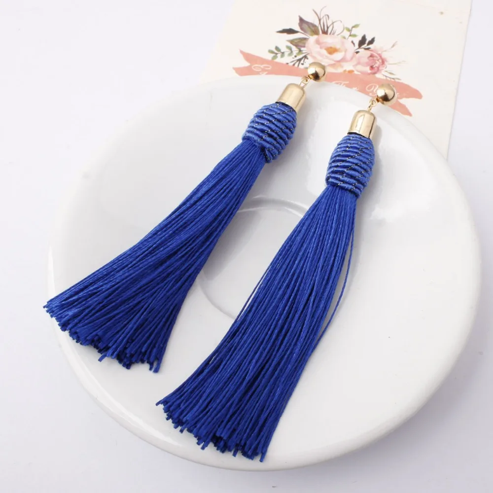 Женские серьги с кисточками SexeMara черные красные желтые зеленые длинные подвески