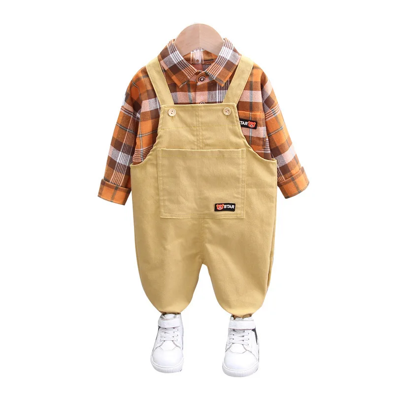 New Spring Autumn Baby Boys Clothes Suit Children Cotton Shirt Overalls 2Pcs/sets Toddler Casual Clothing Infant Kids Tracksuits | Детская