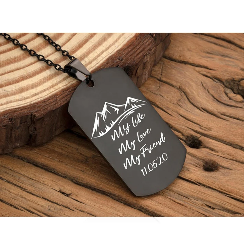 Engraved Name ID 4 Colors Stainless Steel Custom Necklace Dog Army Tag Necklaces Personalized Memorial Photo Pendants Jewelry