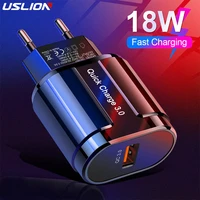 uslion quick charge qc 3 0 usb us eu charger universal mobile phone charger wall fast charging adapter for iphone samsung xiaomi