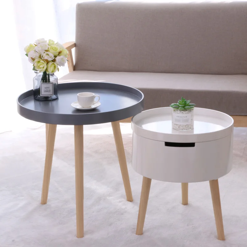 Маленький круглый стол в скандинавском стиле прикроватный столик для дивана