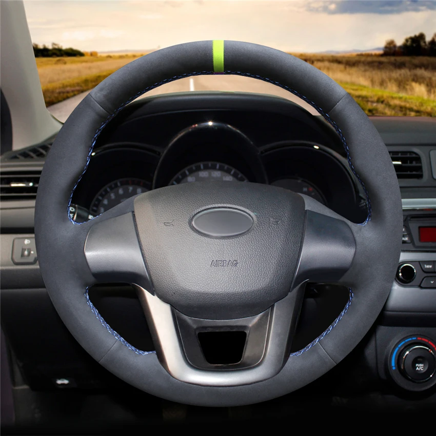 MEWANT черный замшевый кожаный чехол на руль для Kia K2 Rio 2011 2012 2013 2014 2015 2016 аксессуары -