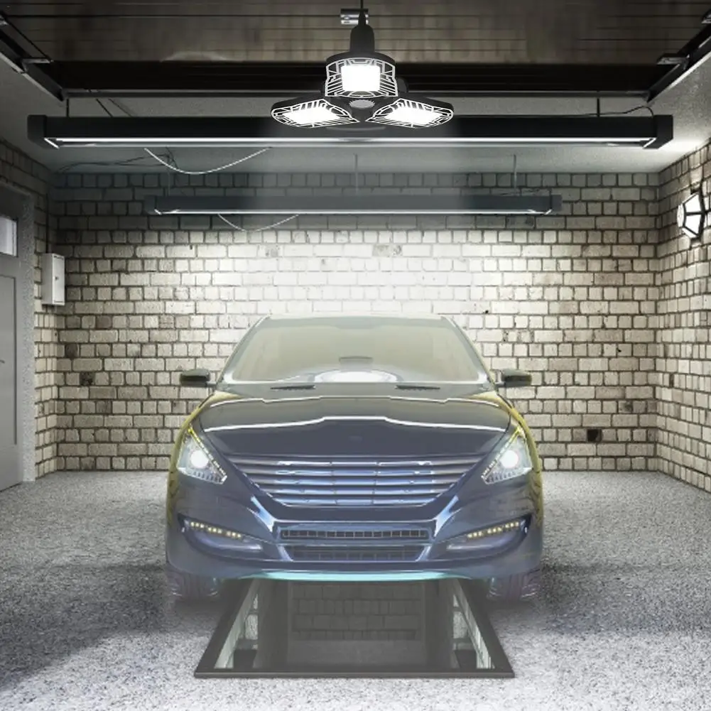 

Led Garage Light 60W 85-265V Cool White Lamps Industrial Warehouse Indoor Lighting High Bay Light Folding Deformation Lamp
