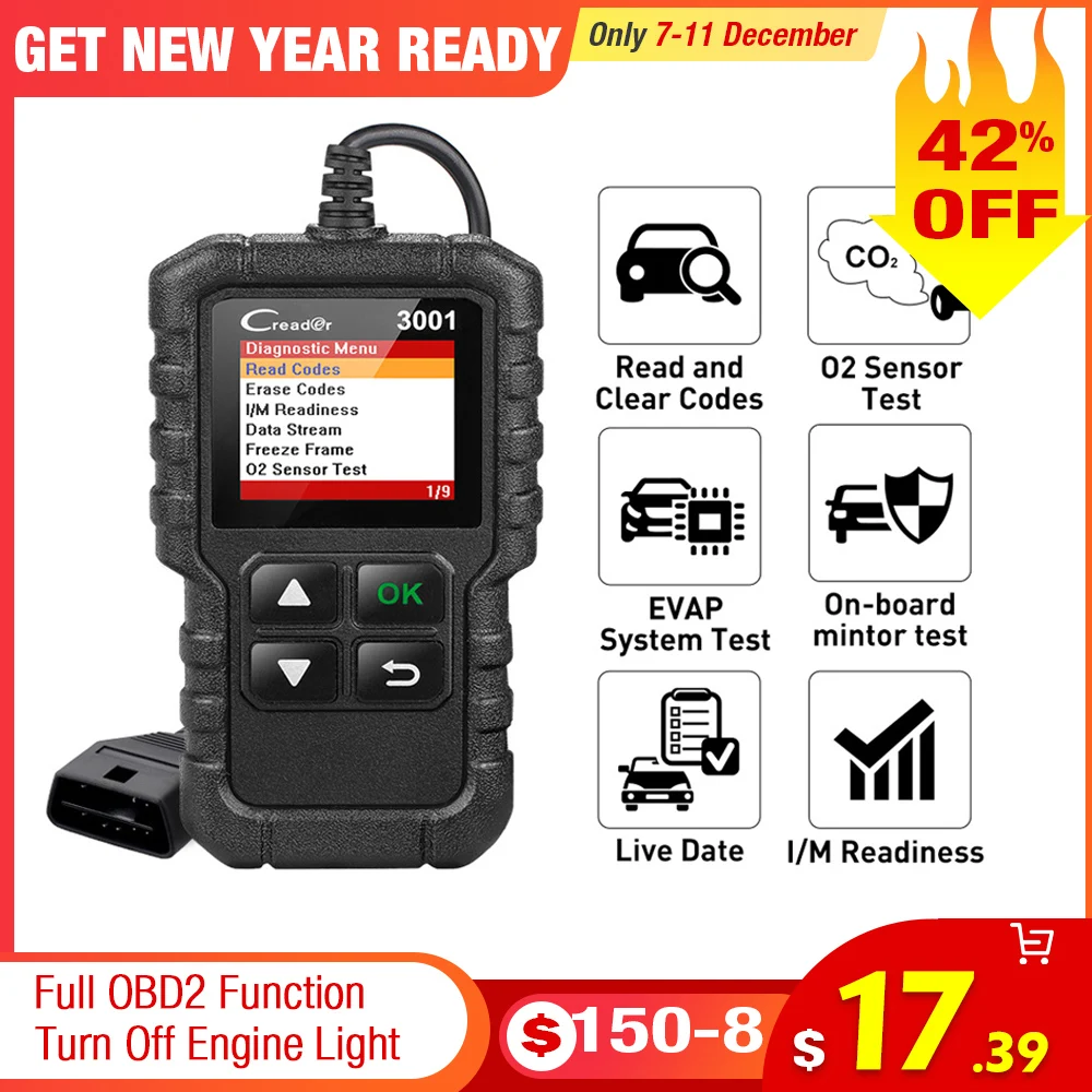 Считыватель кодов LAUNCH X431 Full OBDII/EOBD сканер Creader 3001 диагностический инструмент