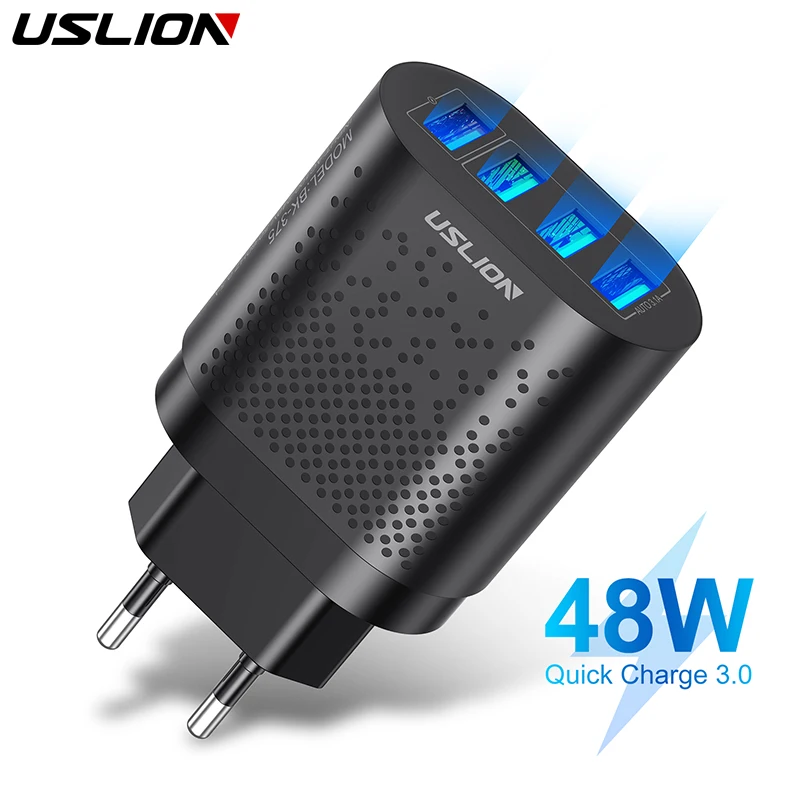 

48W fast Wall chargers Quick Charge 3.0 USB Mobile phone charger for Samsung S10 iPhone 12 Tablet Charge EU/US plug